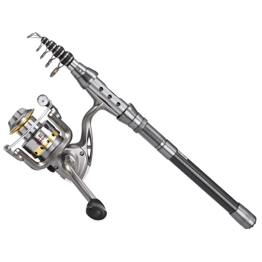 2PCS Telescopic Fishing Rod and Reel Combo Kit,Spinning Fishing Reel Gear Organizer Pole Set