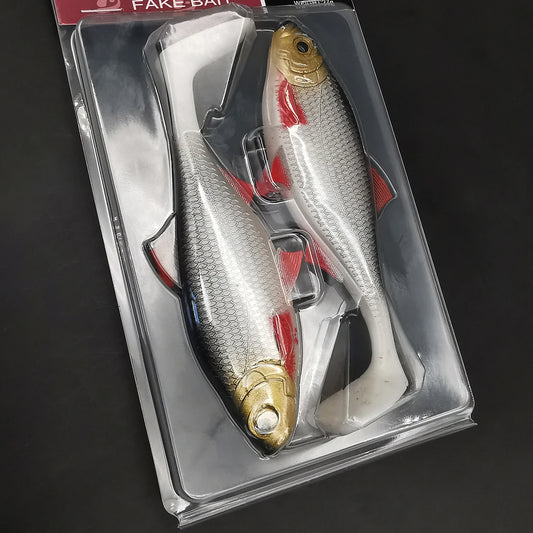 2Pcs Soft Fishing Kit 3D 14Cm/5.5Inch Artificial Bait Shad Pike Perch Zander Catfish Fishing Tackle Isca Artificial